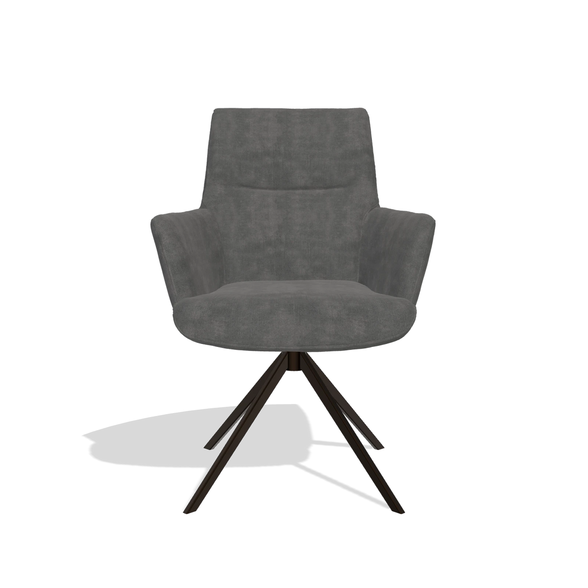 Dining Chair with Armrests Flavia 6694 in Adore 68 fabric (dark grey), espresso swivel base, front view