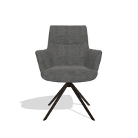 Dining Chair with Armrests Flavia 6694 in Adore 68 fabric (dark grey), espresso swivel base, front view