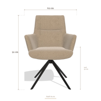 Sedia da pranzo con braccioli Flavia 6694, dimensioni 62 x 69 x 91 cm