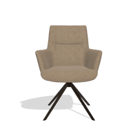 Sedia da pranzo con braccioli Flavia 6694 in tessuto Glory 13 (tortora), base girevole in espresso, vista frontale