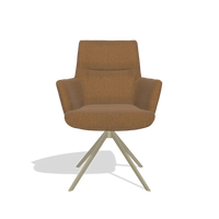 Sedia da pranzo con braccioli Flavia 6694 in tessuto Glory 16 (marrone), base girevole in champagne, vista frontale