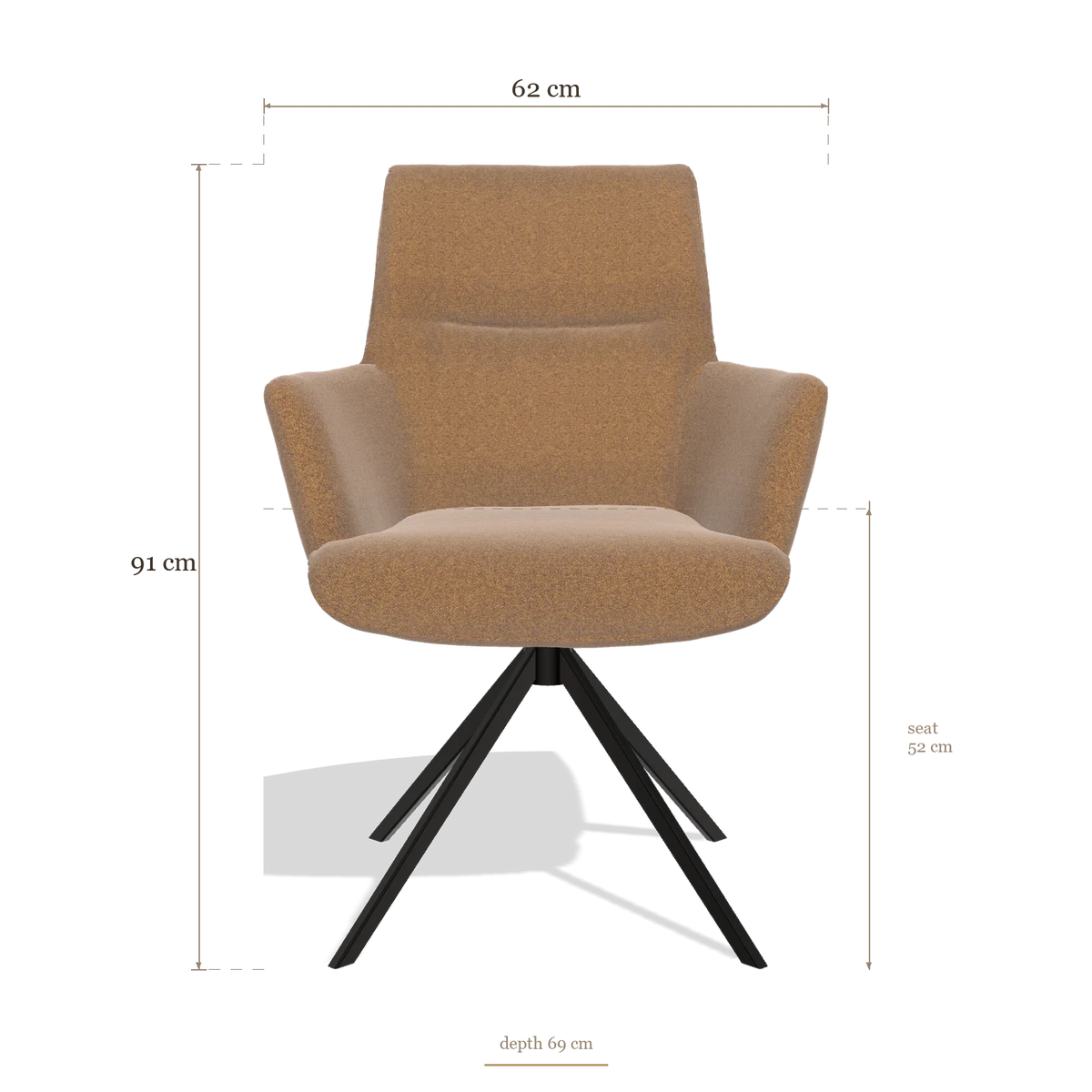 Sedia da pranzo con braccioli Flavia 6694, dimensioni 62 x 69 x 91 cm