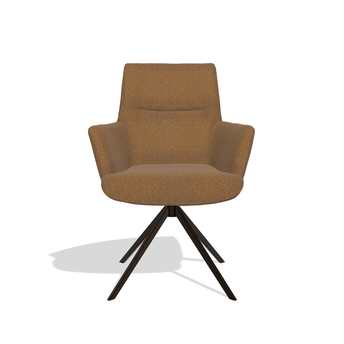 Sedia da pranzo con braccioli Flavia 6694 in tessuto Glory 16 (marrone), base girevole in espresso, vista frontale