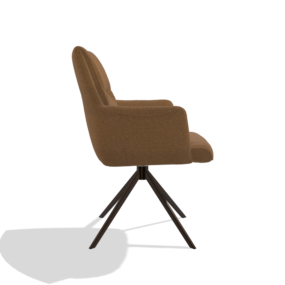 Sedia da pranzo con braccioli Flavia 6694 in tessuto Glory 16 (marrone), base girevole in espresso, vista laterale