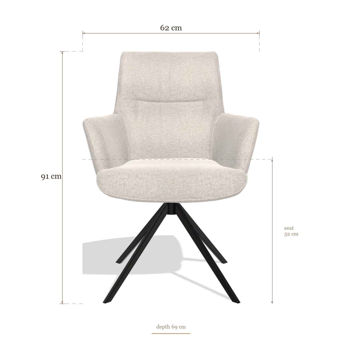 Sedia da pranzo con braccioli Flavia 6694, dimensioni 62 x 69 x 91 cm