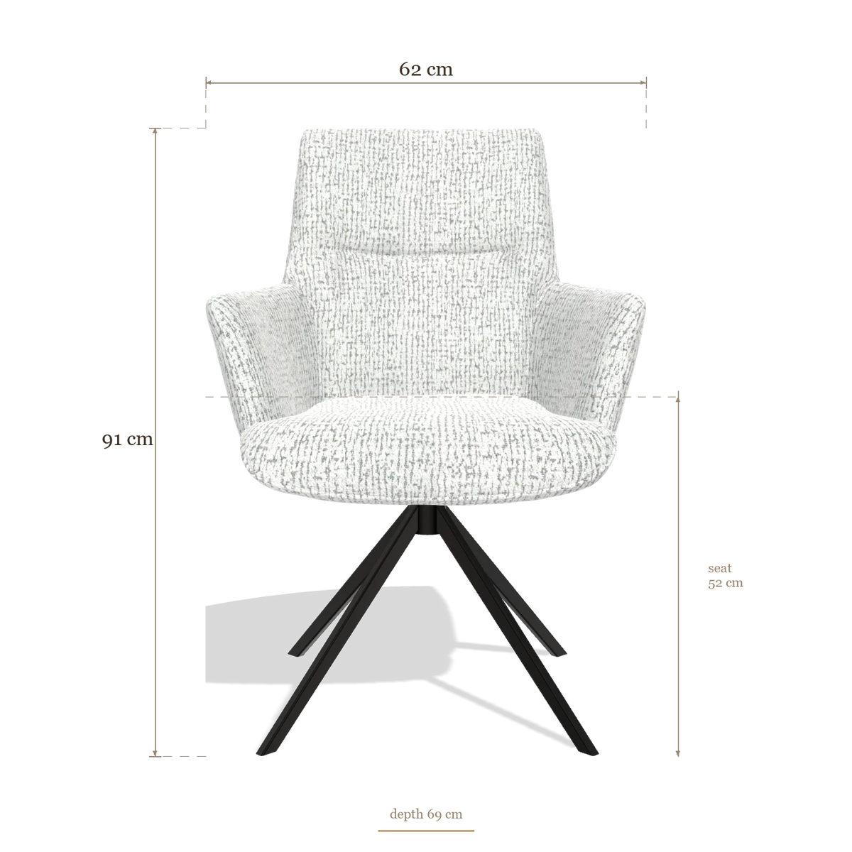 Dining Chair with Armrests Flavia 6694, dimensions 62 x 69 x 91 cm