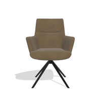 Dining Chair with Armrests Flavia 6694 in Leather A802 (olive), black swivel base, front view