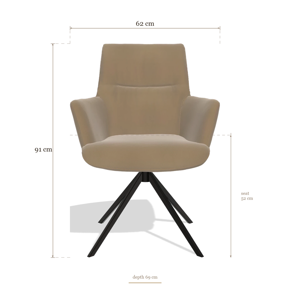 Dining Chair with Armrests Flavia 6694, dimensions 62 x 69 x 91 cm