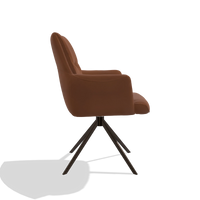 Chaise de salle à manger avec accoudoirs Flavia 6694 en Cuir B912 (rouille), pied pivotant en espresso, vue de profil