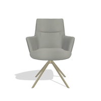 Chaise de salle à manger avec accoudoirs Flavia 6694 en Cuir B967 (grège), pied pivotant en champagne, vue de face