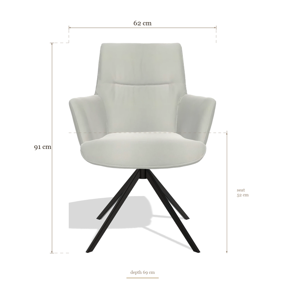 Chaise de salle à manger avec accoudoirs Flavia 6694, dimensions 62 x 69 x 91 cm
