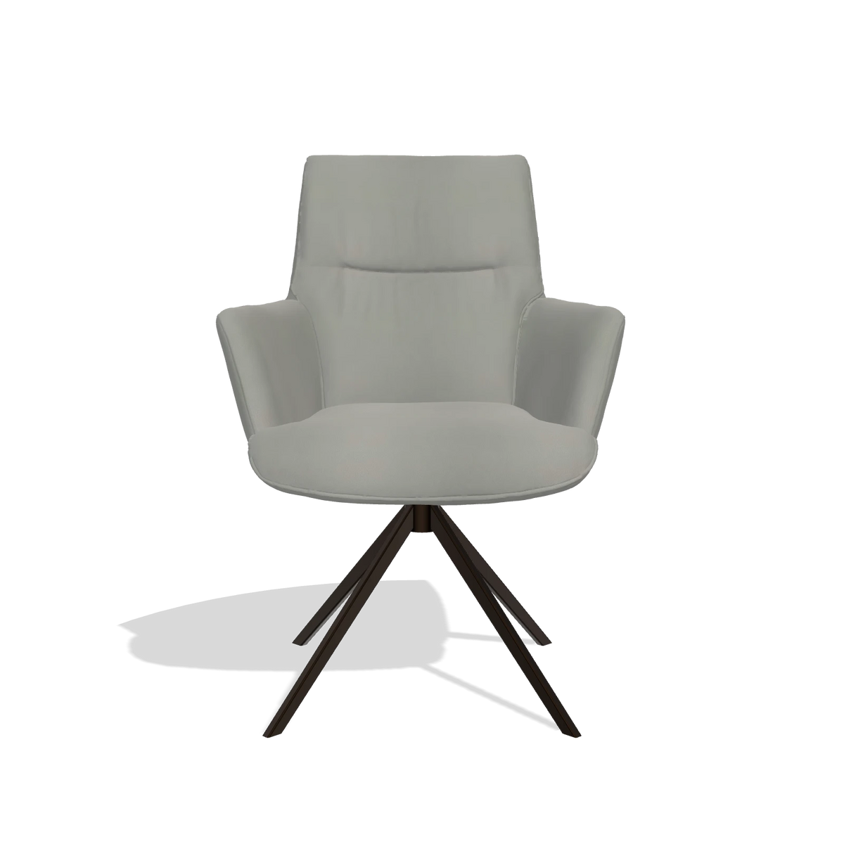 Chaise de salle à manger avec accoudoirs Flavia 6694 en Cuir B967 (grège), pied pivotant en espresso, vue de face