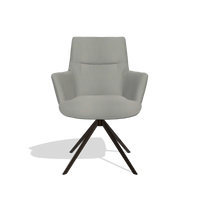 Chaise de salle à manger avec accoudoirs Flavia 6694 en Cuir B967 (grège), pied pivotant en espresso, vue de face