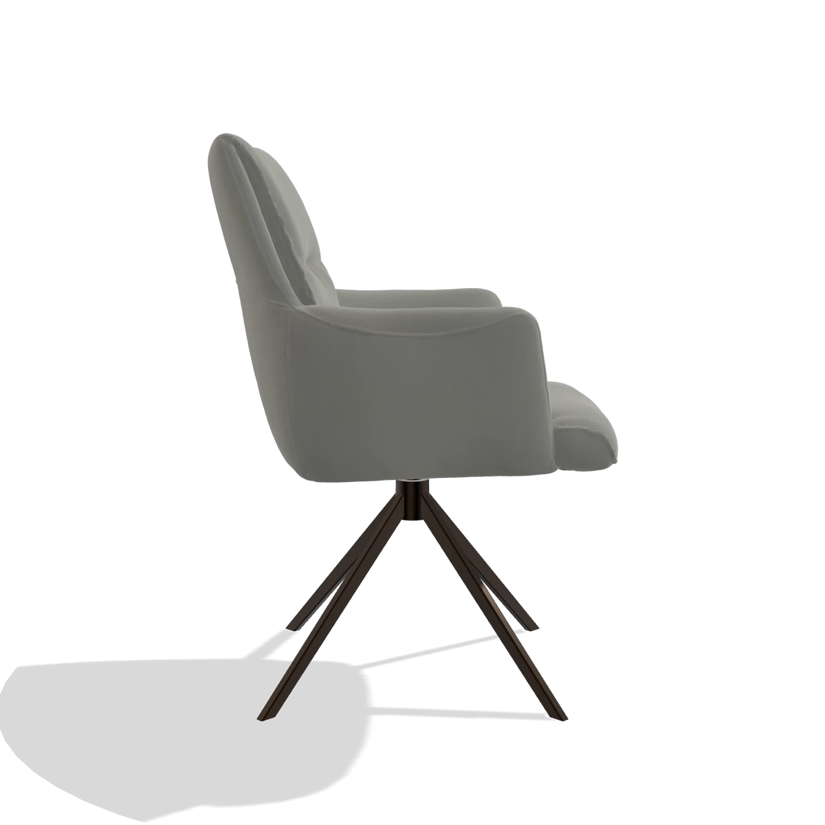 Chaise de salle à manger avec accoudoirs Flavia 6694 en Cuir B967 (grège), pied pivotant en espresso, vue de profil