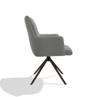 Chaise de salle à manger avec accoudoirs Flavia 6694 en Cuir B967 (grège), pied pivotant en espresso, vue de profil
