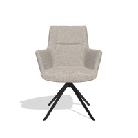 Dining Chair with Armrests Flavia 6694 in Mito 180 fabric (greige), black swivel base, front view