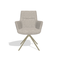 Dining Chair with Armrests Flavia 6694 in Mito 180 fabric (greige), champagne swivel base, front view
