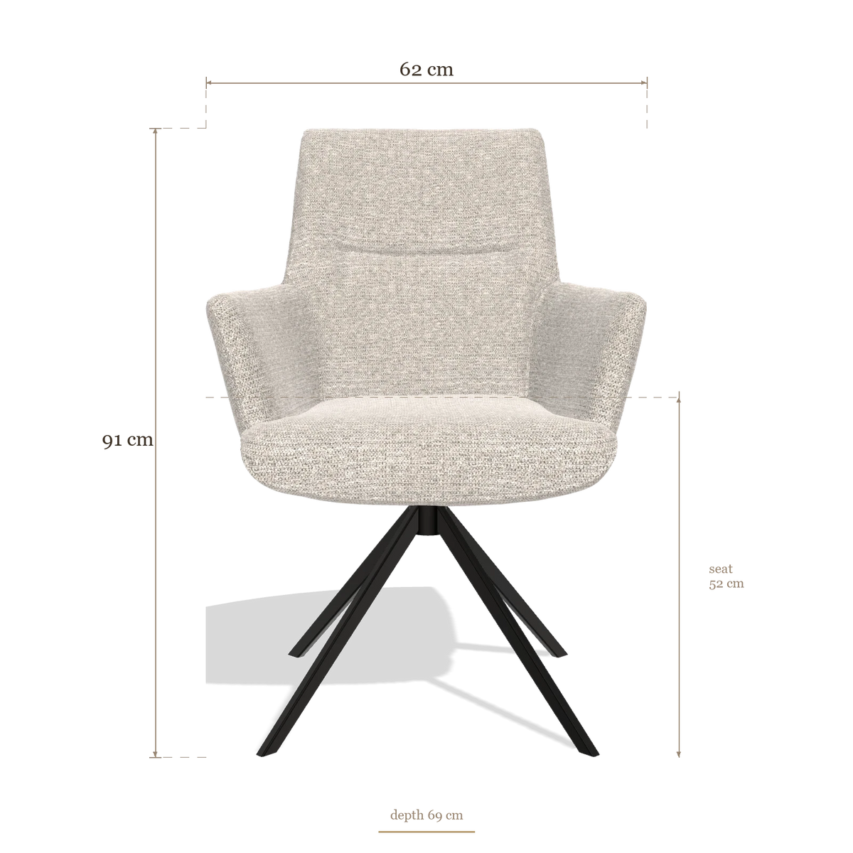 Dining Chair with Armrests Flavia 6694, dimensions 62 x 69 x 91 cm