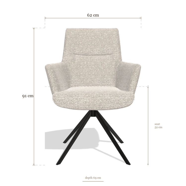 Dining Chair with Armrests Flavia 6694, dimensions 62 x 69 x 91 cm