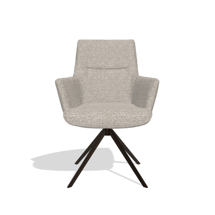 Dining Chair with Armrests Flavia 6694 in Mito 180 fabric (greige), espresso swivel base, front view