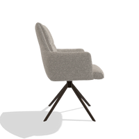 Dining Chair with Armrests Flavia 6694 in Mito 180 fabric (greige), espresso swivel base, side view