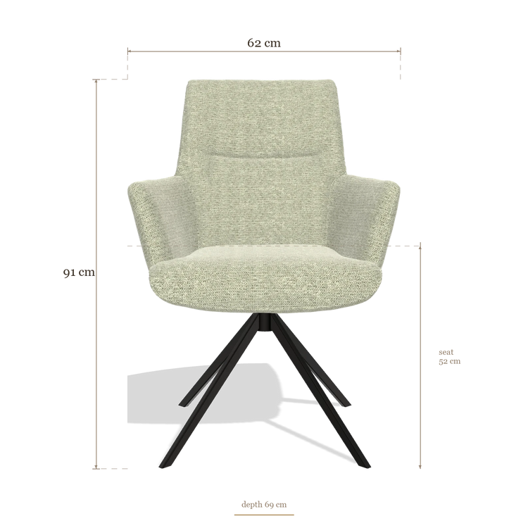 Sedia da pranzo con braccioli Flavia 6694, dimensioni 62 x 69 x 91 cm