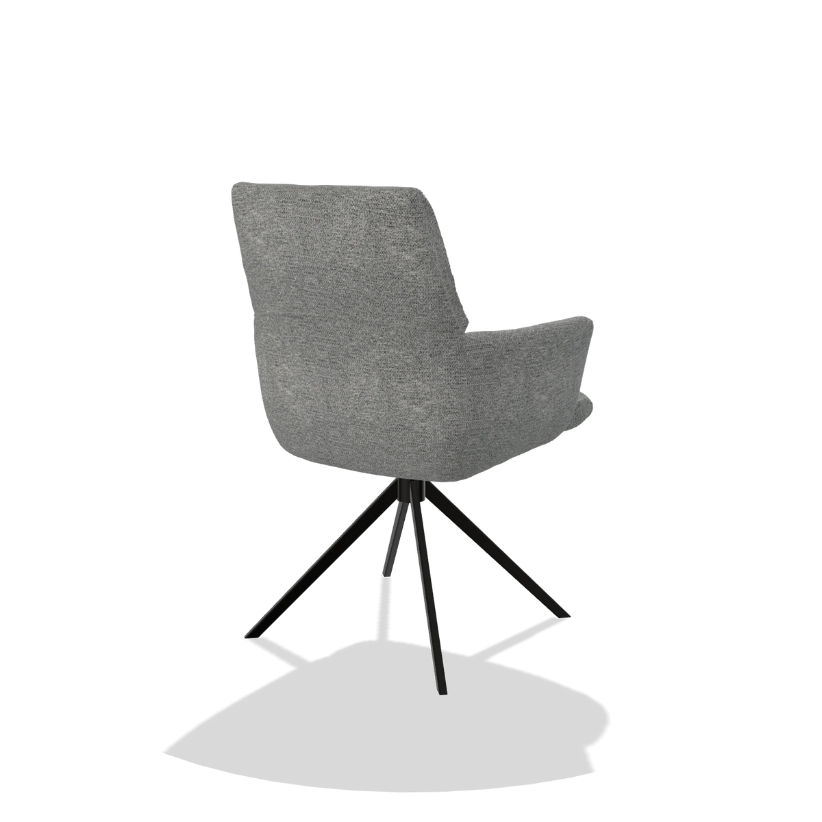 Esszimmerstuhl mit Armlehnen Flavia 6694 in Stoff Mito 97 (Taupe), Drehfuß in Schwarz, Schrägansicht von hinten