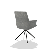 Esszimmerstuhl mit Armlehnen Flavia 6694 in Stoff Mito 97 (Taupe), Drehfuß in Schwarz, Schrägansicht von hinten