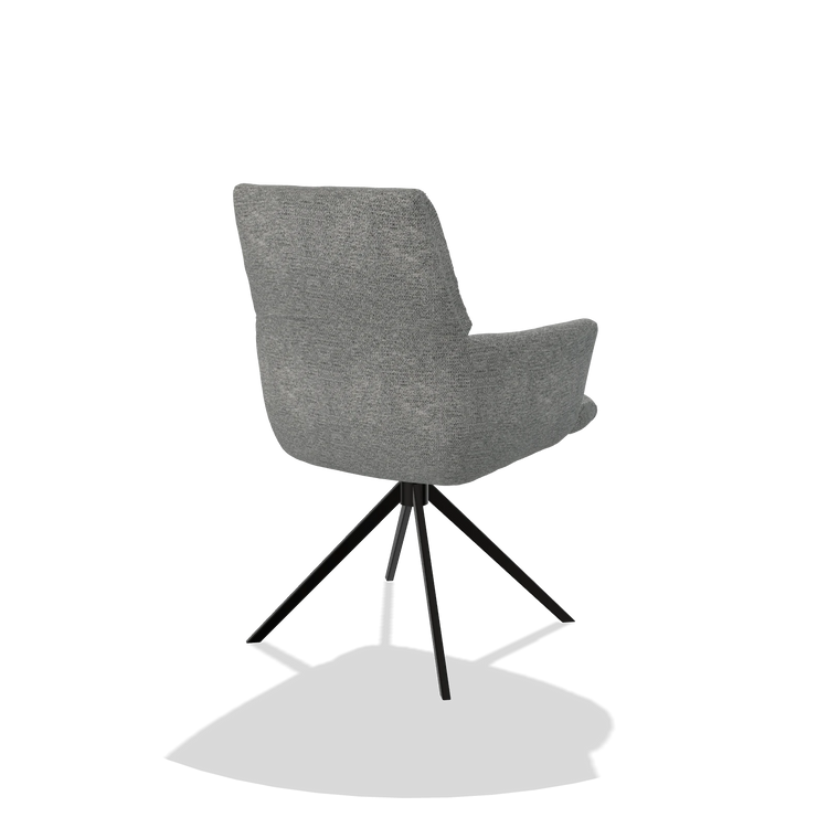 Esszimmerstuhl mit Armlehnen Flavia 6694 in Stoff Mito 97 (Taupe), Drehfuß in Schwarz, Schrägansicht von hinten