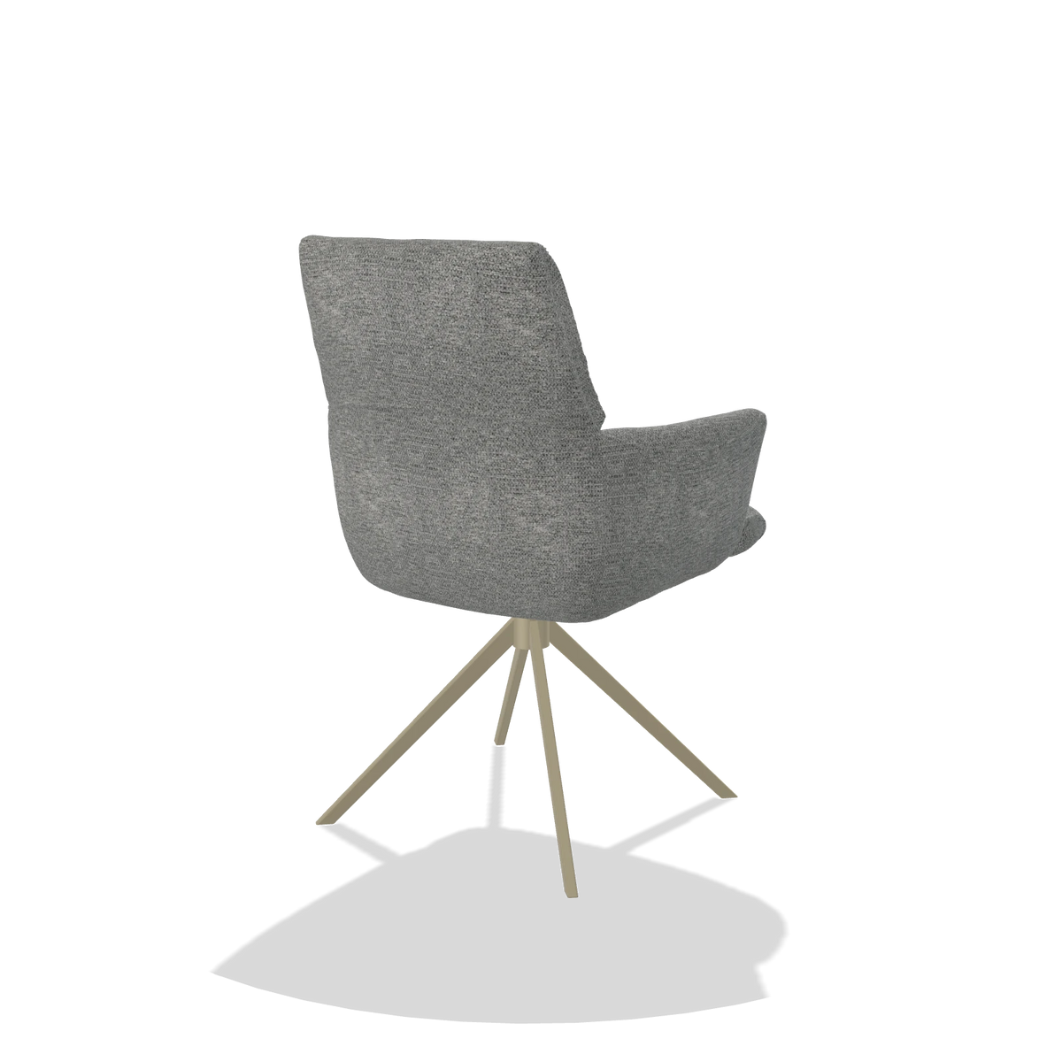 Esszimmerstuhl mit Armlehnen Flavia 6694 in Stoff Mito 97 (Taupe), Drehfuß in Champagner, Schrägansicht von hinten