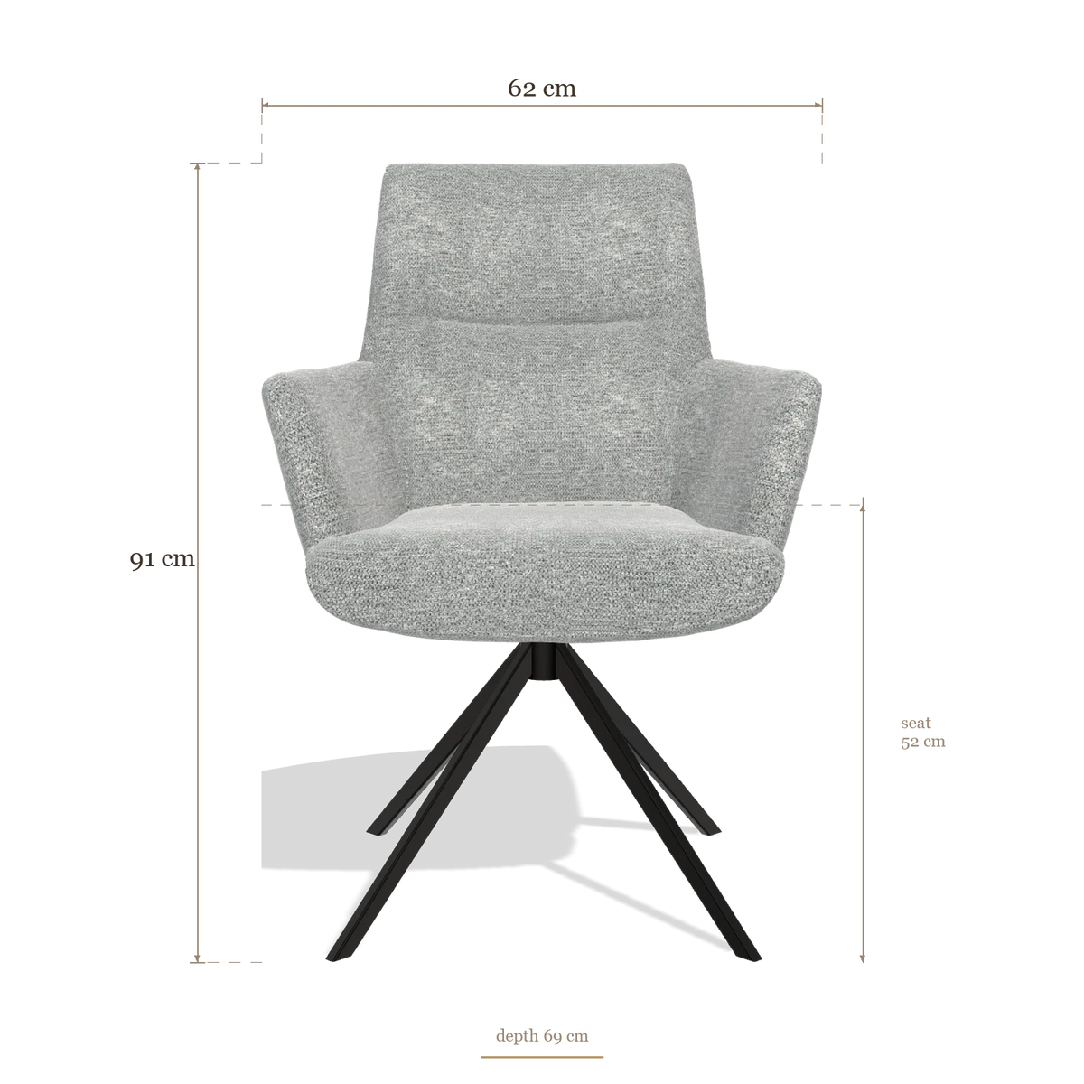 Esszimmerstuhl mit Armlehnen Flavia 6694, Maße 62 x 69 x 91 cm