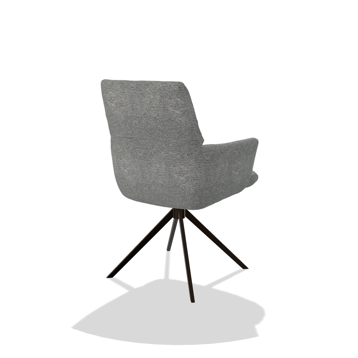 Esszimmerstuhl mit Armlehnen Flavia 6694 in Stoff Mito 97 (Taupe), Drehfuß in Espresso, Schrägansicht von hinten