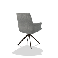 Esszimmerstuhl mit Armlehnen Flavia 6694 in Stoff Mito 97 (Taupe), Drehfuß in Espresso, Schrägansicht von hinten
