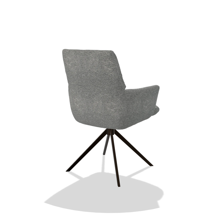 Esszimmerstuhl mit Armlehnen Flavia 6694 in Stoff Mito 97 (Taupe), Drehfuß in Espresso, Schrägansicht von hinten