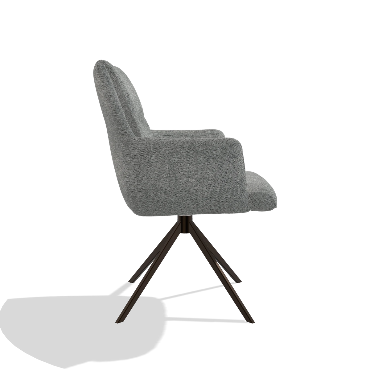Esszimmerstuhl mit Armlehnen Flavia 6694 in Stoff Mito 97 (Taupe), Drehfuß in Espresso, Seitenansicht