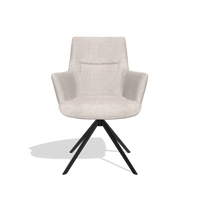 Dining Chair with Armrests Flavia 6694 in Oasis 01 fabric (light grey), black swivel base, front view