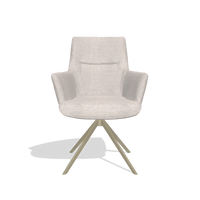 Dining Chair with Armrests Flavia 6694 in Oasis 01 fabric (light grey), champagne swivel base, front view