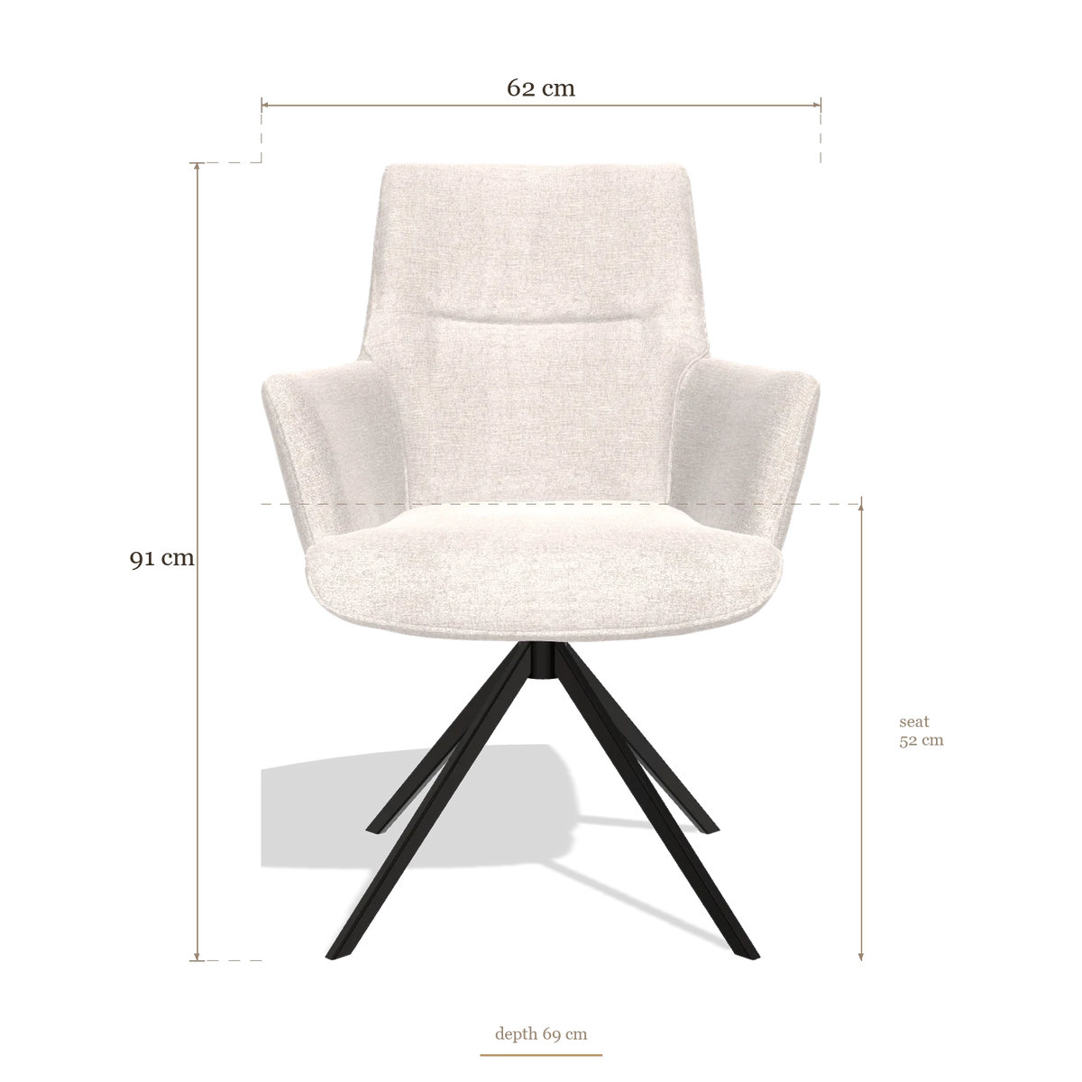 Dining Chair with Armrests Flavia 6694, dimensions 62 x 69 x 91 cm