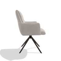 Dining Chair with Armrests Flavia 6694 in Oasis 01 fabric (light grey), espresso swivel base, side view