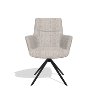 Dining Chair with Armrests Flavia 6694 in Oasis 91 fabric (greige), black swivel base, front view