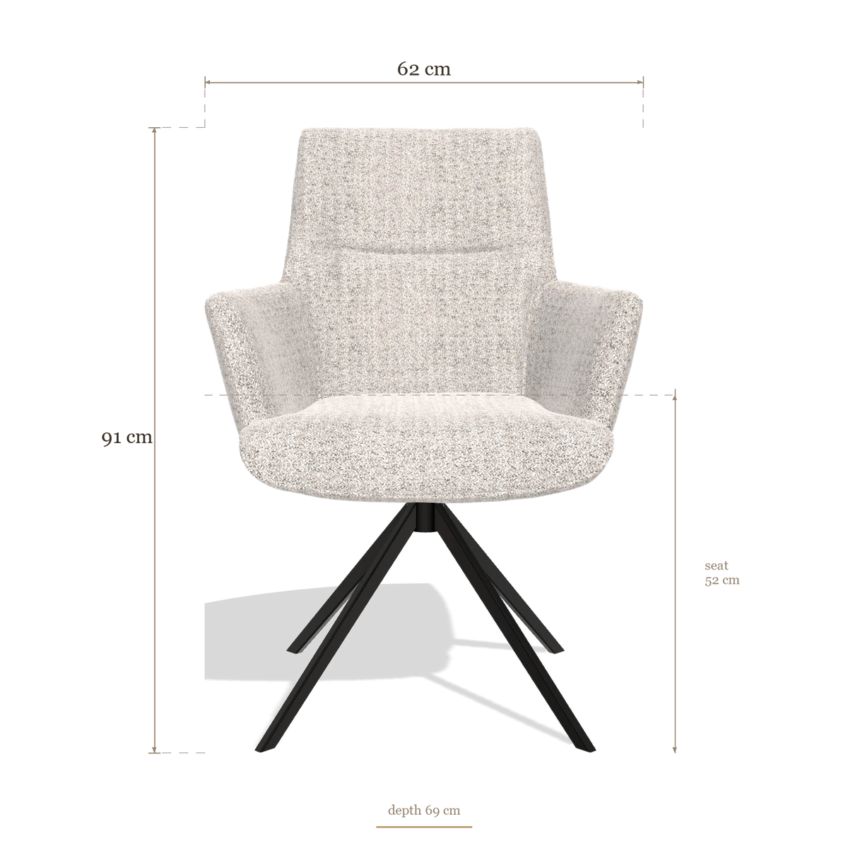 Dining Chair with Armrests Flavia 6694, dimensions 62 x 69 x 91 cm