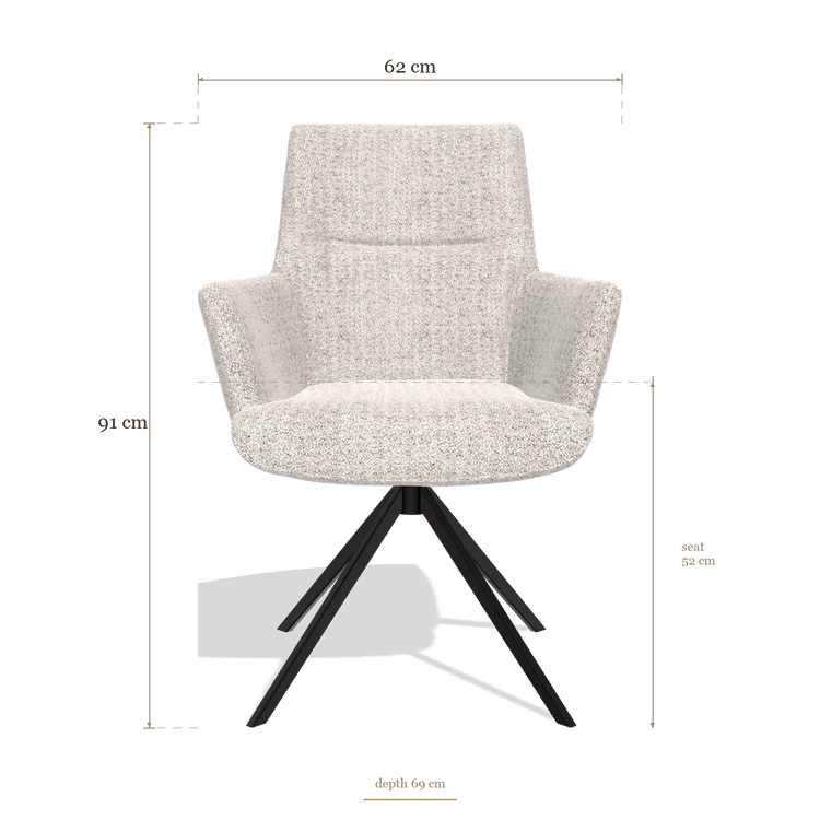 Dining Chair with Armrests Flavia 6694, dimensions 62 x 69 x 91 cm