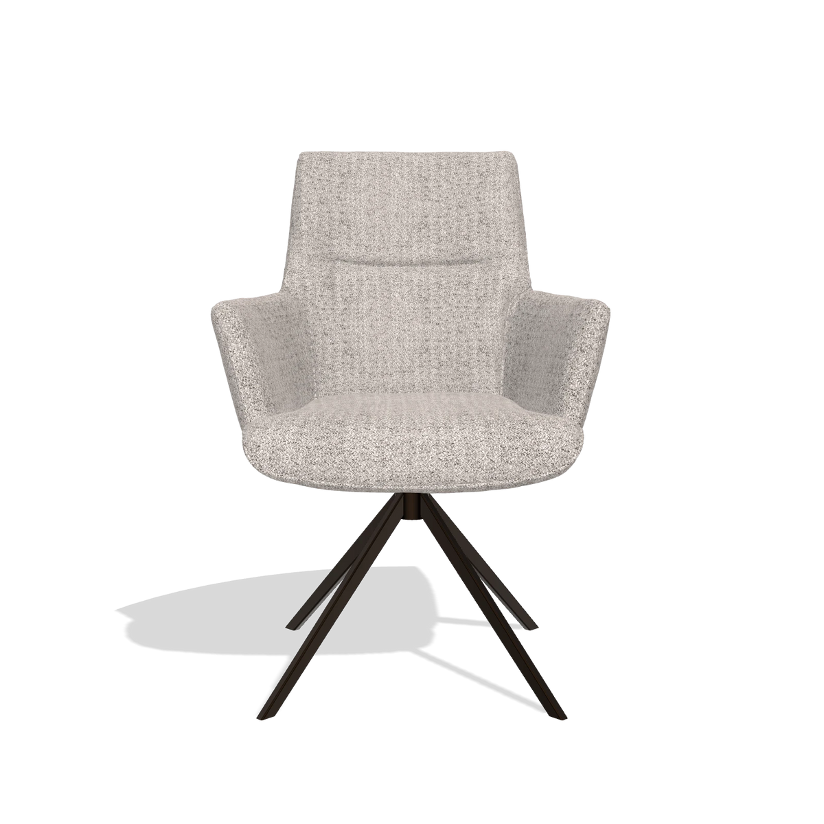 Dining Chair with Armrests Flavia 6694 in Oasis 91 fabric (greige), espresso swivel base, front view