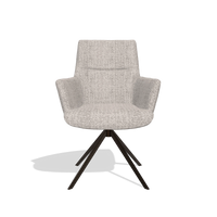 Dining Chair with Armrests Flavia 6694 in Oasis 91 fabric (greige), espresso swivel base, front view
