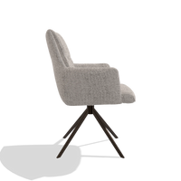 Dining Chair with Armrests Flavia 6694 in Oasis 91 fabric (greige), espresso swivel base, side view
