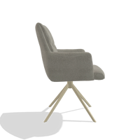 Dining Chair with Armrests Flavia 6694 in Rhythm 84 fabric (grey), champagne swivel base, side view