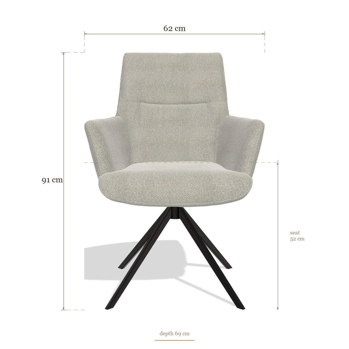 Dining Chair with Armrests Flavia 6694, dimensions 62 x 69 x 91 cm