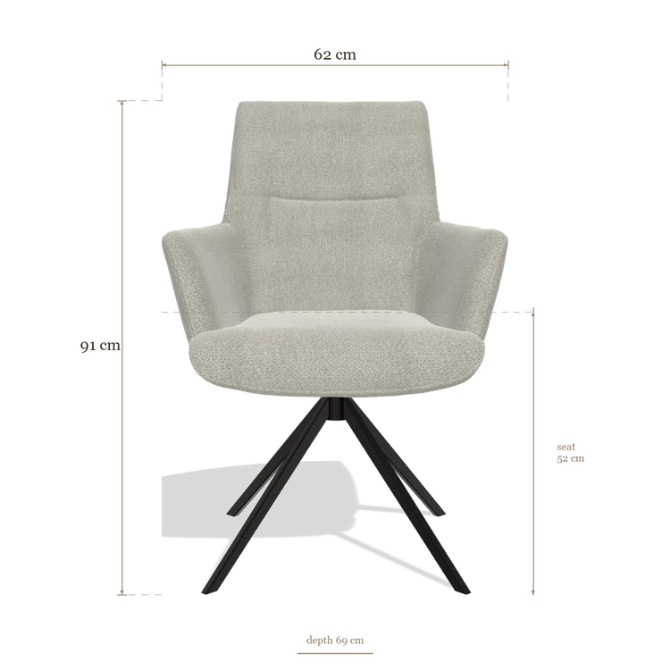Dining Chair with Armrests Flavia 6694, dimensions 62 x 69 x 91 cm