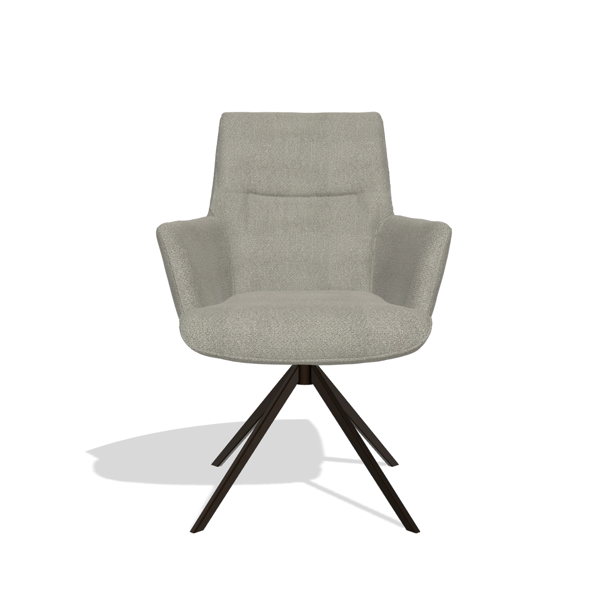 Dining Chair with Armrests Flavia 6694 in Rhythm 84 fabric (grey), espresso swivel base, front view