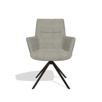 Dining Chair with Armrests Flavia 6694 in Rhythm 84 fabric (grey), espresso swivel base, front view